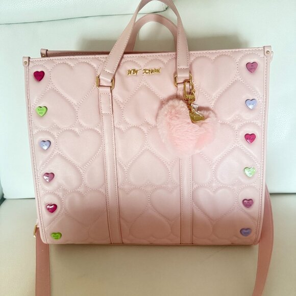 Betsey Johnson Handbags - NWT BETSY JOHNSON xomattie Pink Tote Valentines Handbag Sweethearts Candy Hearts